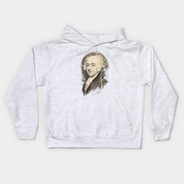 Portrait of John Adams Kids Hoodie by LP Designs